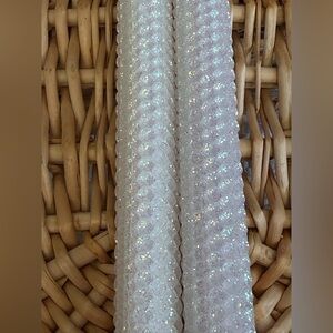 🐝 Pair of white natural rolled beeswax glittering candles
